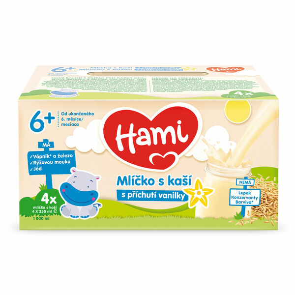 Hami Mlíčko s kaší s příchutí vanilky 4 x 250 g porovnat ceny