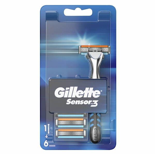 GILIETTE Sensor3 Holící strojek + Náhradní hlavice 6 ks porovnat ceny
