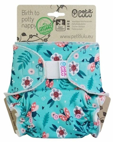 Petit Lulu Maxi noční plena Fluffy Organic suchý zip - Berušky na louce porovnat ceny
