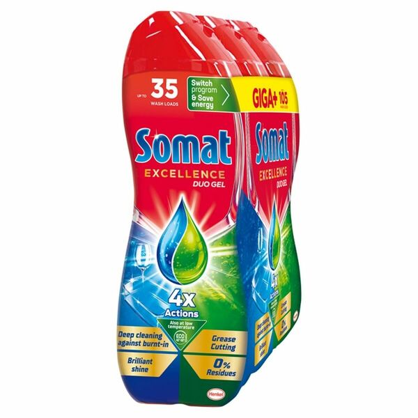 Somat Gel do myčky Excellence Anti Grease 3x630 ml 105 dávek porovnání ceny