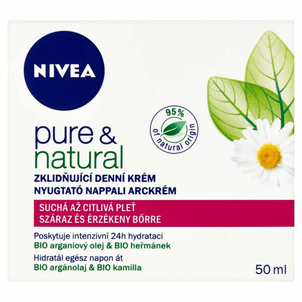 NIVEA Pure&Natural Zklidňující krém pro suchou až citlivou pleť Denní 50 ml porovnat ceny