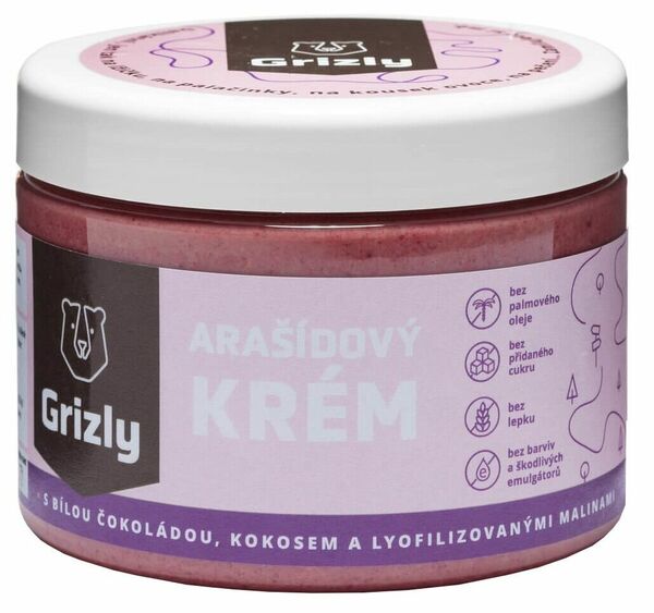 GRIZLY Arašídové máslo s čokoládou, kokosem a malinami 500g porovnat ceny