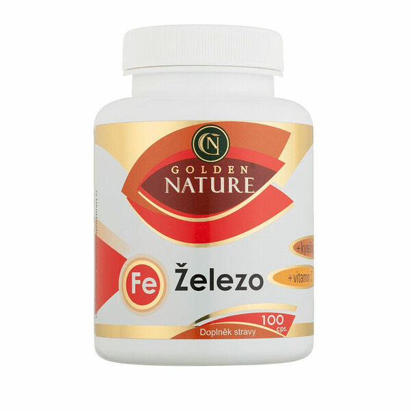 Golden Nature Železo+Vitamin C+Kys. listová 100 kapslí porovnat ceny