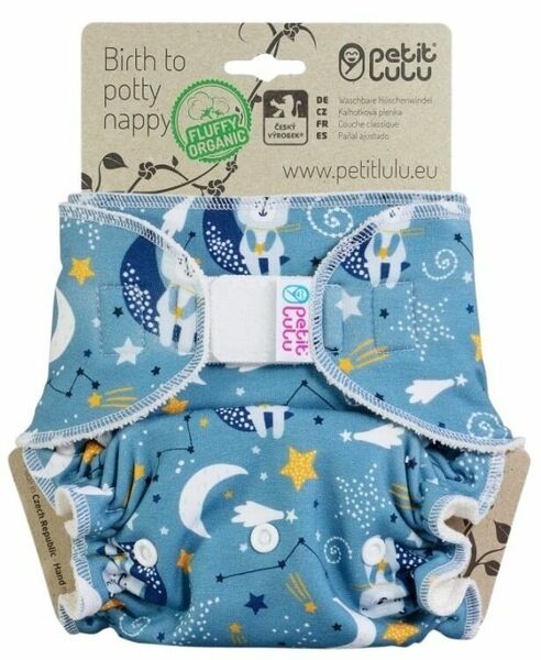 Petit Lulu Maxi noční plena Fluffy Organic suchý zip - Medvídci na měsíci porovnat ceny