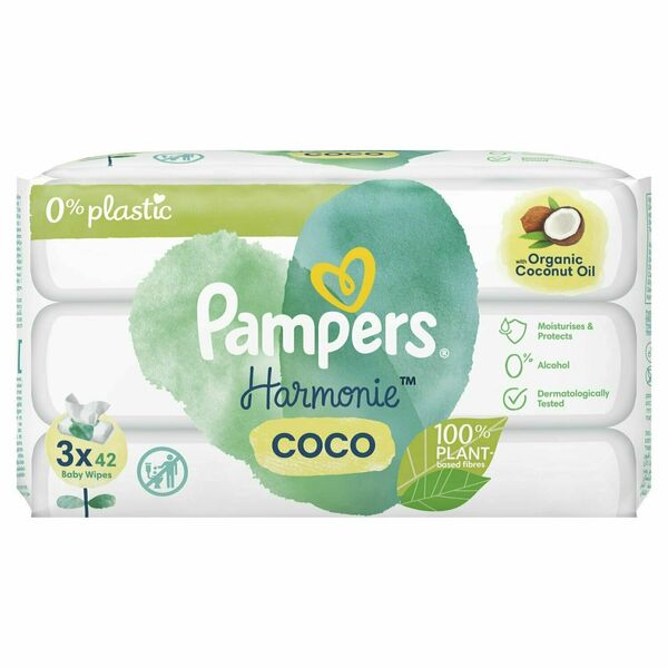 Pampers ubrousky Pure protection Coconut Oil TRIO 3 x 42 ks porovnat ceny