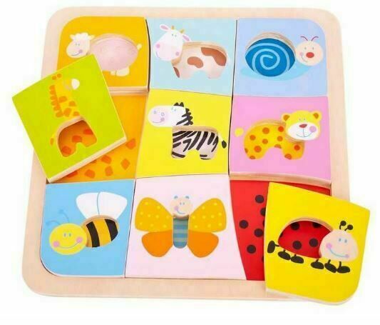 Bigjigs Toys Dřevěné vkládací puzzle 9 zvířátek porovnat ceny