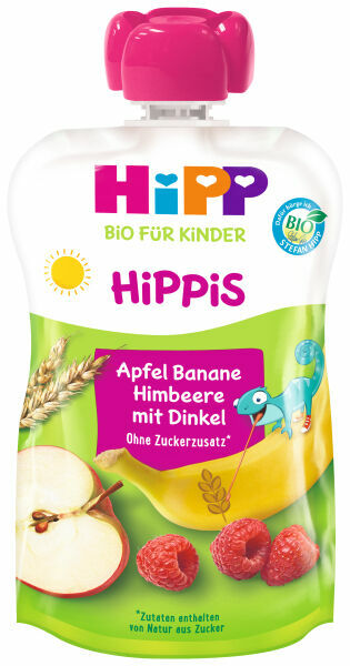 HiPP BIO Hippies Jablko, banán, maliny, celozrnné obiloviny 100g porovnat ceny