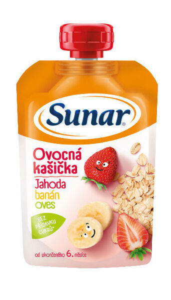 Sunar Ovocná kašička jahoda banán ovesné vločky od uk. 6. měsíce 120 g porovnat ceny