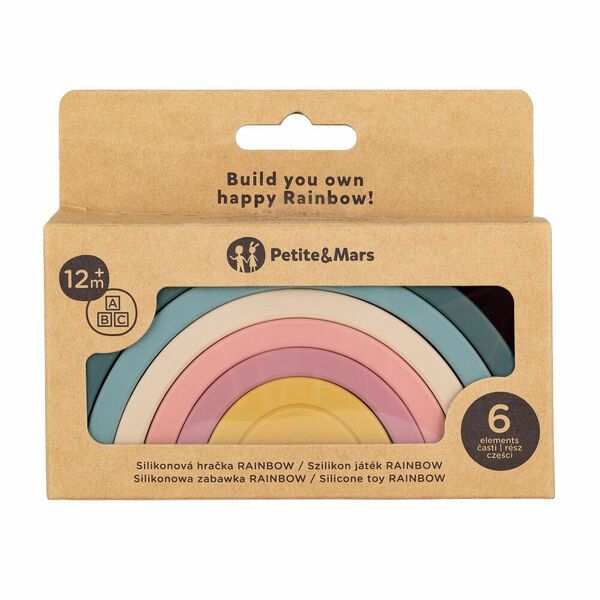 Petite&Mars Hračka silikonová skládací Rainbow Misty Green 12m+ porovnat ceny