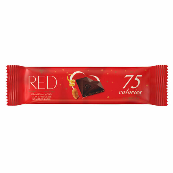 RED Hořká čokoládová tyčinka s pomerančovou příchutí a mandlemi bez přidaného cukru 26 g porovnat ceny