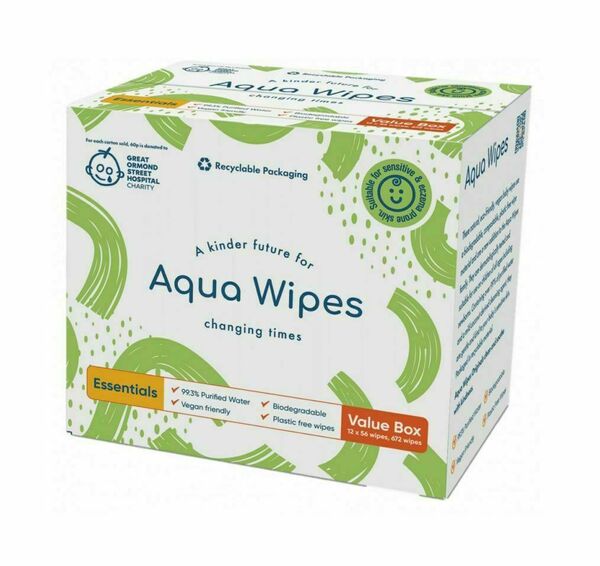 Aqua Wipes 100% rozložitelné ubrousky 99 % vody 12x56 g porovnat ceny