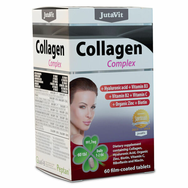 JUTAVIT Kolagen komplex + kyselina hyaluronová, vitamíny B3, B2, C + organický zinek a biotin 60 tablet porovnat ceny