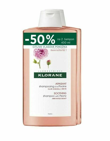 KLORANE Šampon s výtažkem z pivoňky pro zklidnění citlivé a podrážděné vlasové pokožky 2x400 ml DUO porovnat ceny