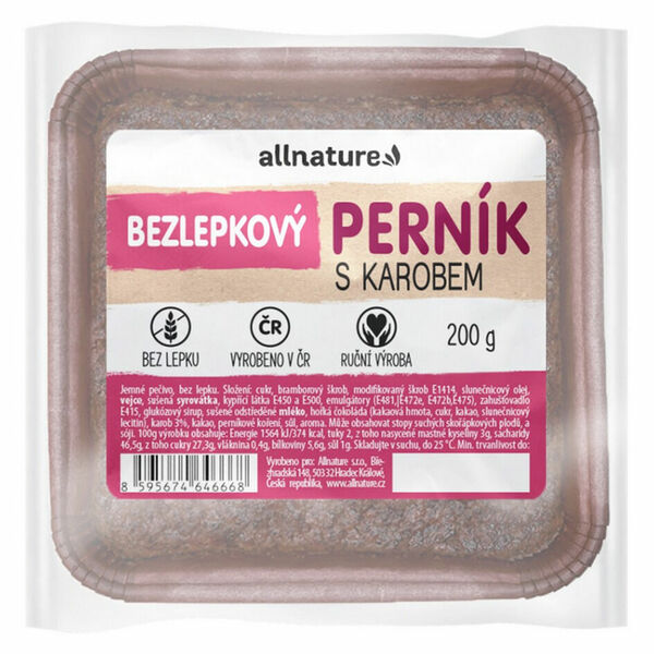 ALLNATURE Bezlepkový perník s karobem čerstvý 200 g porovnat ceny