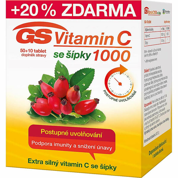 GS Vitamin C 1000 se šípky 50 + 10 tablet porovnat ceny