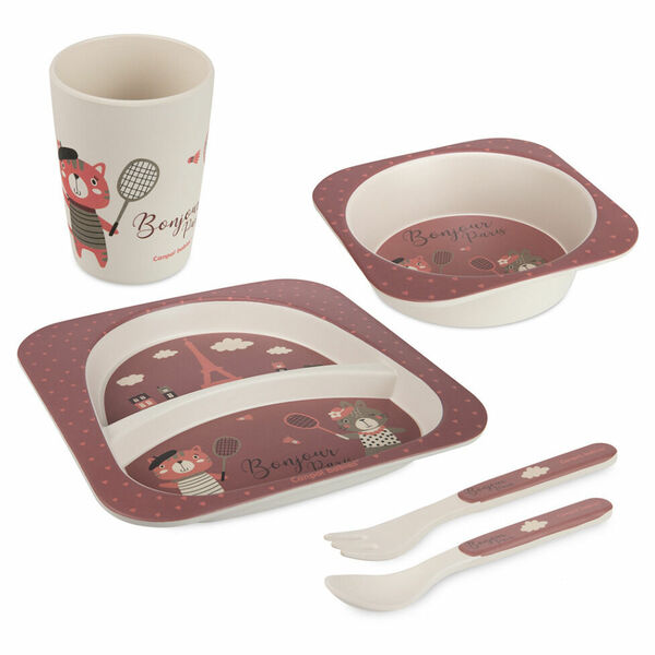 CANPOL BABIES Sada nádobí bonjour Paris červená 5 kusů porovnat ceny