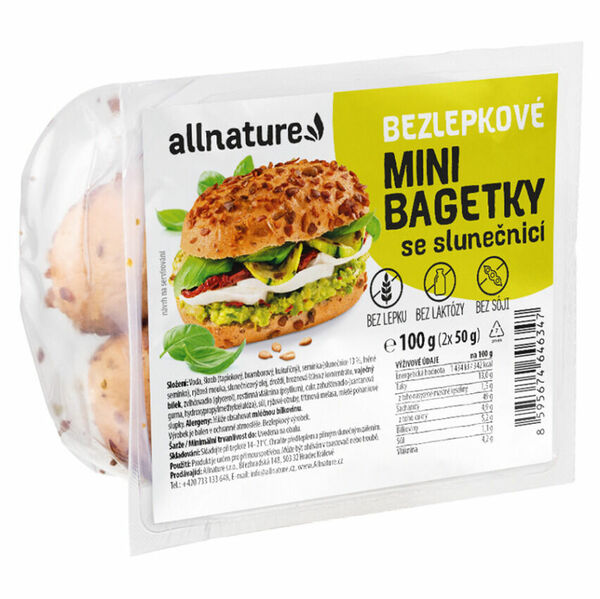 Allnature Bezlepkové Mini Bagetky Se Sluneč.2x50g porovnat ceny
