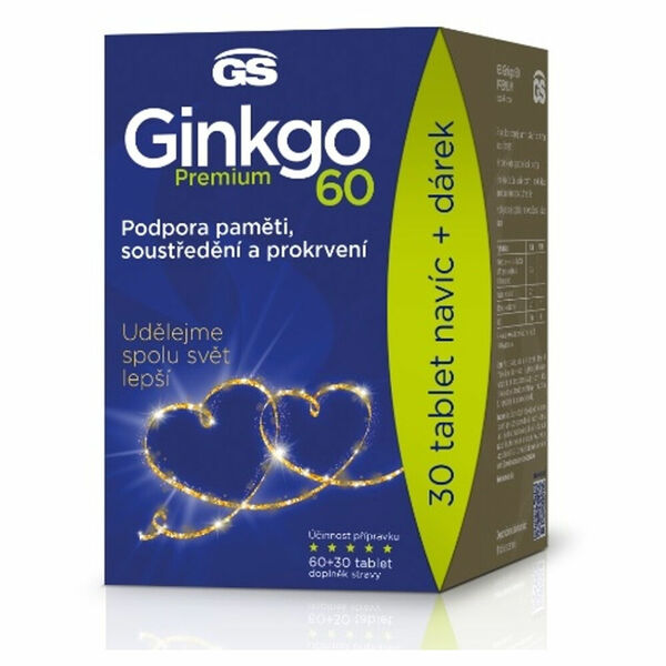 GS Ginkgo 60 premium 60 + 30 tablet DÁRKOVÉ balení 2022 porovnat ceny