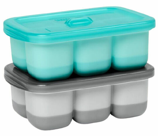 Skip Hop, Nádobky na uskladnění jídla s flexibilním dnem Easy Fill Grey, Teal 12 porcíx60ml porovnat ceny