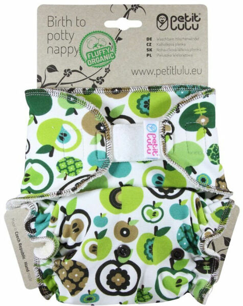 Petit Lulu Maxi noční plena Fluffy Organic suchý zip - Jablka (zelená) porovnat ceny