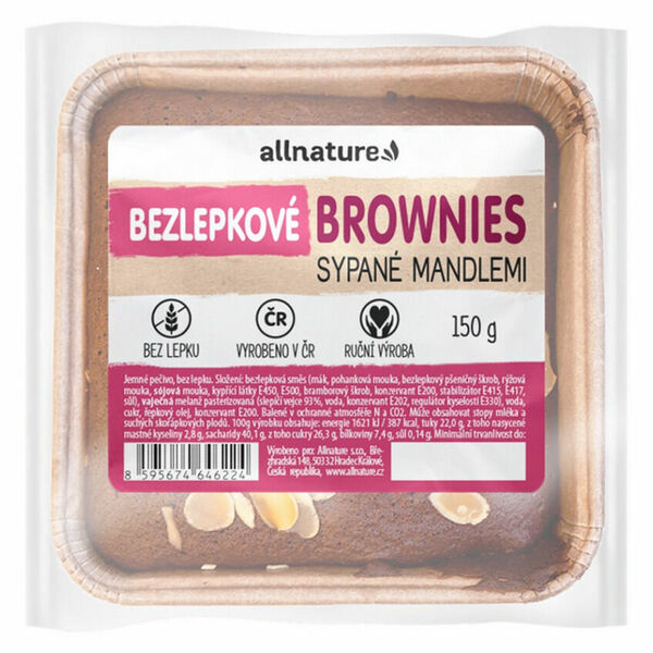 ALLNATURE Bezlepkové brownies sypané mandlemi čerstvé 150 g porovnat ceny
