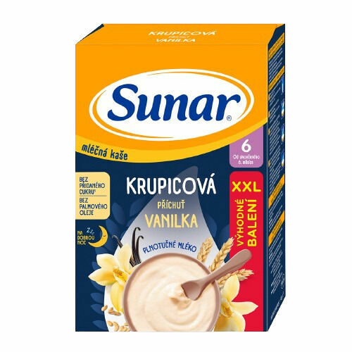 Sunar mléčná krupicová kaše na dobrou noc vanilková XXL 340 g porovnat ceny