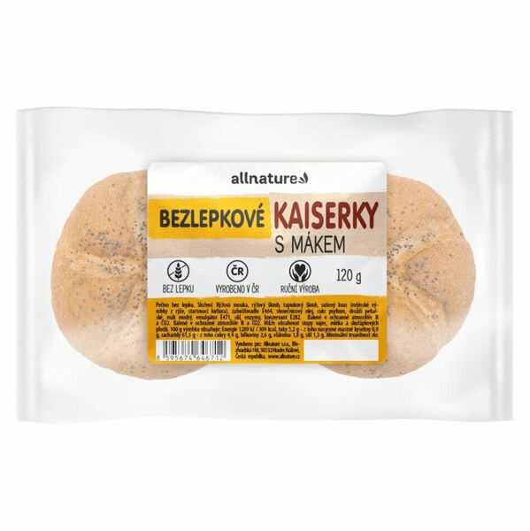 ALLNATURE Bezlepková kaiserka s mákem čerstvá 120 g porovnat ceny