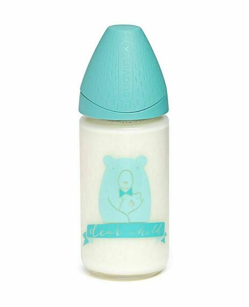 Suavinex Láhev skleněná savička M 0-6m 240 ml 1 ks zelená porovnat ceny