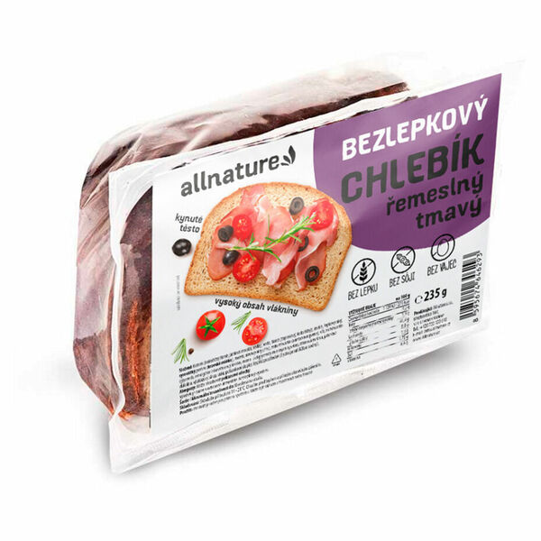ALLNATURE Bezlepkový chlebík řemeslnný tmavý 235 g porovnat ceny