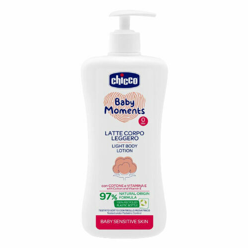 CHICCO Mléko jemné tělové s dávkovačem Baby Moments Sensitive 97 % přírodních složek 500ml porovnat ceny