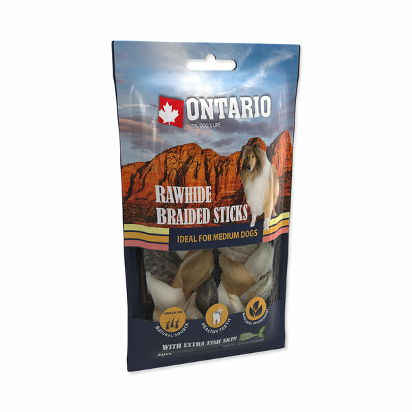 Ontario Pletené tyčinky ze surové kůže s rybou 12 cm 2 ks porovnat ceny