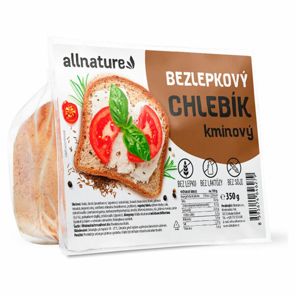 ALLNATURE Bezlepkový chlebík kmínový 350 g porovnat ceny