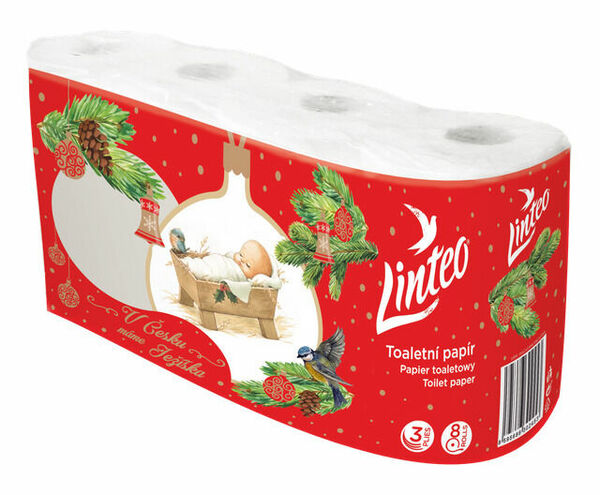 Linteo Toaletní papír 8 rolí, 3 vrstvý, bílý, 15m - Vánoční design porovnat ceny