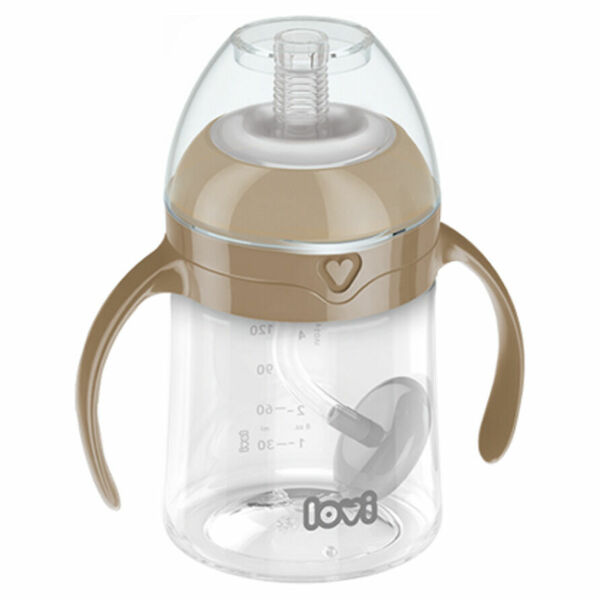 LOVI První hrneček se slámkou a závažím hnědý 150 ml porovnat ceny