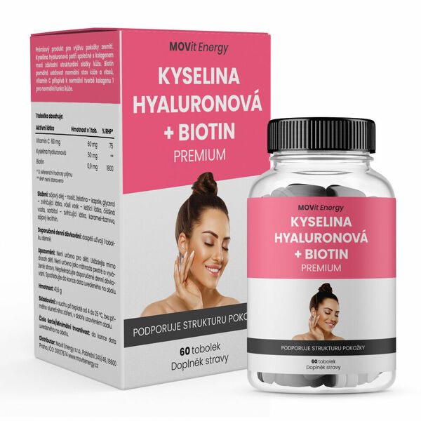 MOVIT ENERGY Kyselina hyaluronová + biotin premium 60 tobolek porovnat ceny