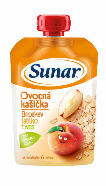 Sunar Ovocná kašička broskev jablko ovesné vločky od uk. 6. měsíce 120 g porovnat ceny