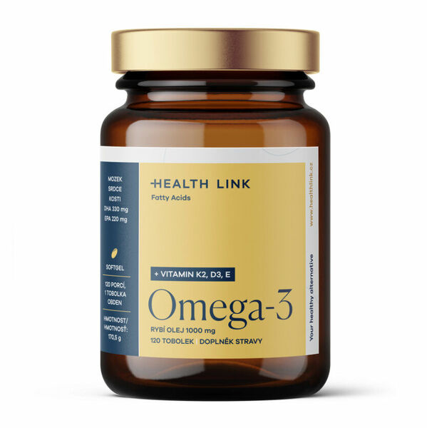 HEALTH LINK Omega3 rybí olej 1000 mg + vitamin K2 + D3 + E 120 tobolek porovnat ceny