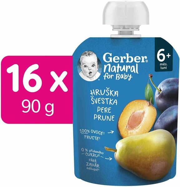 Gerber Natural kapsička hruška a švestka 16 x 90 g porovnat ceny