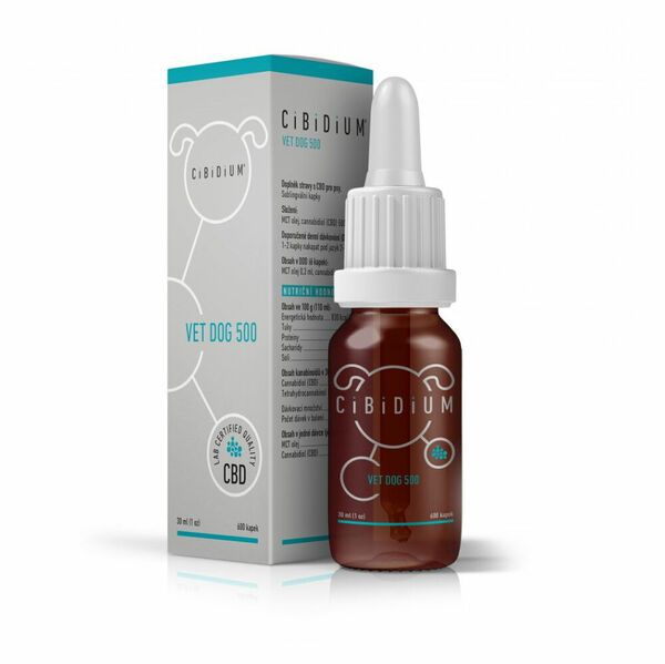 CiBiDiUM® VET DOG 500 kapky s obsahem CBD porovnat ceny