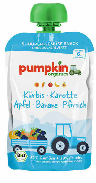 pumpkin organics BIO Zeleninové pyré z dýně, mrkve s jablkem, banánu, broskve 6.měsíc 100 g porovnat ceny
