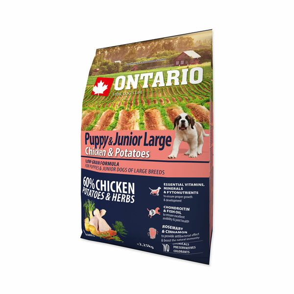 Ontario Puppy&Junior Large Chicken&Potatoes granule 2,25 kg porovnat ceny