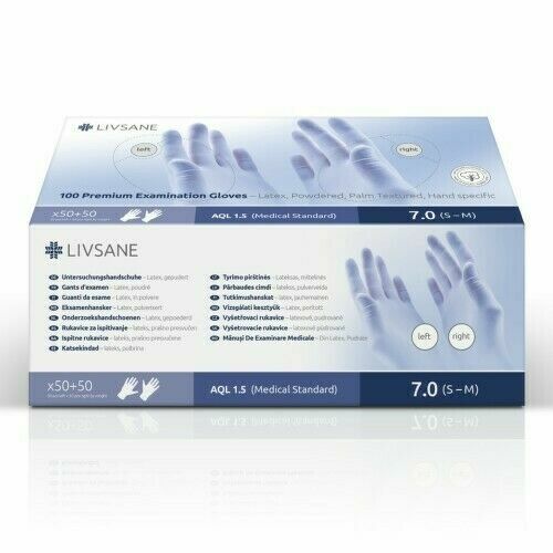 LIVSANE Rukavice latexové pudrované S-M 100ks porovnat ceny