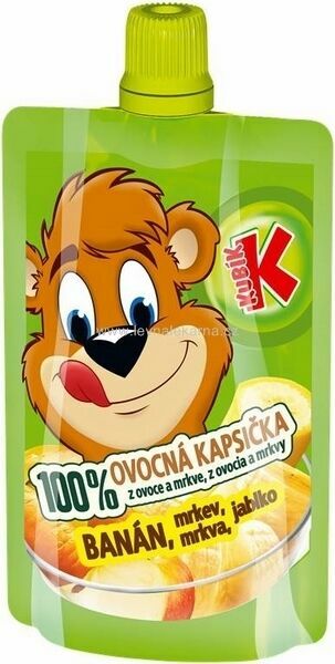 KUBÍK 100% ovocná kapsička banán-mrkev-jablko 100g porovnat ceny