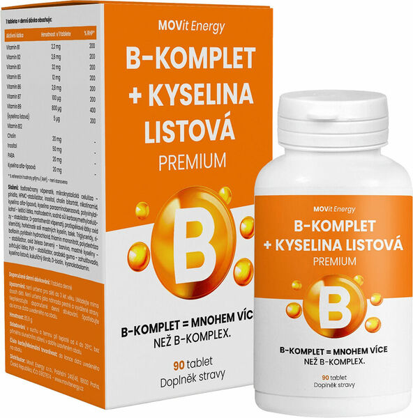 MOVit Energy  MOVit B-Komplet + Kyselina listová PREMIUM 90 tablet porovnat ceny