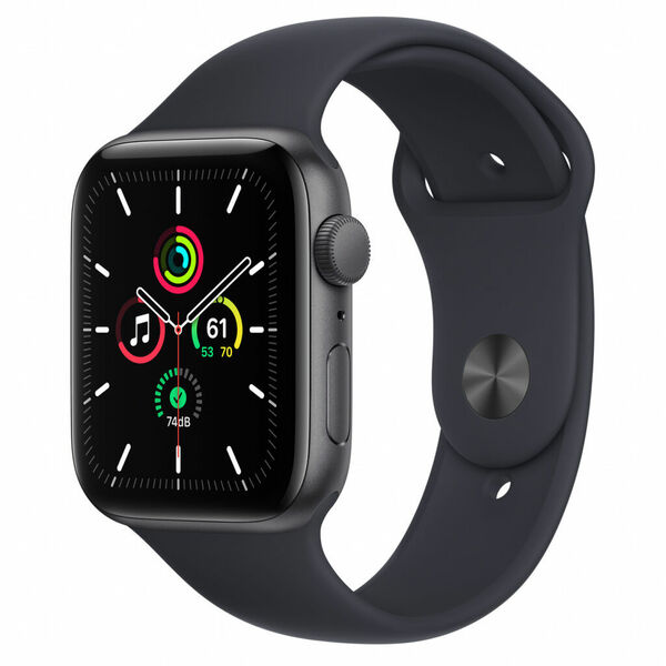 Apple Watch SE GPS 44mm pouzdro z vesmírně šedého hliníku s černým sportovním řemínkem porovnat ceny