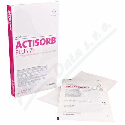 ACTISORB PLUS 25 KRYTÍ S AKTIVNÍM UHLÍM A STŘÍBREM 19,0x10,5cm (10 ks v balenÍ); map190-1/5 porovnat ceny