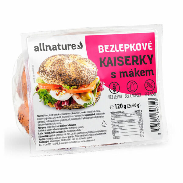 ALLNATURE Bezlepkové kaiserky s mákem 120 g porovnat ceny