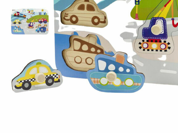Teddies Vkládačka/Puzzle deskové obrysové dopravní prostředky dřevo ve fólii 18m+ porovnat ceny