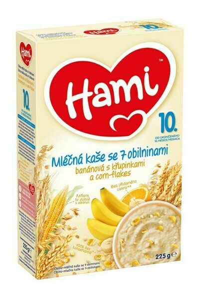 Hami mléčná kaše se 7 obilninami banánová s křupinkami a corn-flakes od uk. 10 měsíce 225g porovnat ceny