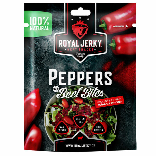 ROYAL JERKY Peppers beef bites hovězí sušené kousky příchuť paprika 50 g porovnat ceny
